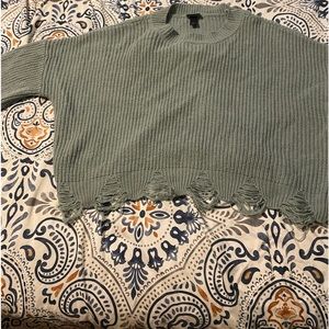 Day trip Xl cropped distressed bell sleeve sweater.